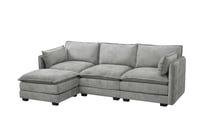 كنبة زاوية مودرن قماش عملية رمادي