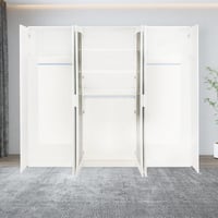 دولاب ملابس خشب 6 باب بمرآة أبيض