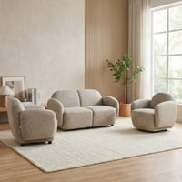 طقم كنب 2 مقعد فاخر مع كرسيين دوار وثابت كافيه