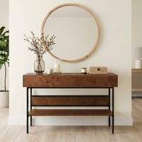 مدخل استقبال عصري خشب بأدراج ورف تخزين بني