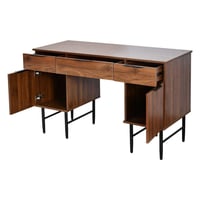 طاولة زينة خشب مع قاعدة معدنية بني