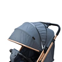 عربة أطفال قابلة للطي قماش بهيكل معدني رمادي غامق