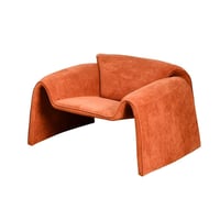 كرسي مفرد مودرن قماشي بهيكل خشبي برتقالي