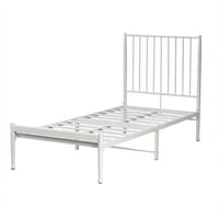 هيكل سرير معدني أبيض 90×190 سم