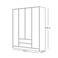 دولاب ملابس 4 باب زجاج مع إضاءة
