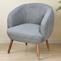 كرسي مفرد فخم قماش بأرجل خشب مودرن رمادي غامق