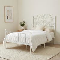 هيكل سرير معدني أبيض 200×140 سم