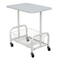 عربة تقديم سطح خشبي مع رف تخزين معدني