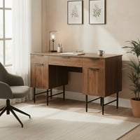 طاولة زينة خشب مع قاعدة معدنية بني