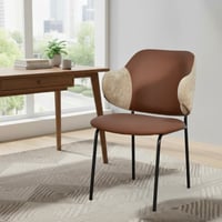 كرسي مفرد مودرن جلد مع أرجل معدنية بني
