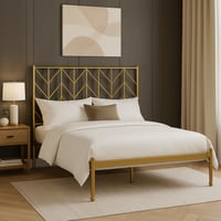 هيكل سرير معدني ذهبي 200×140 سم