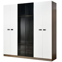 دولاب ملابس مودرن خشب 6 باب مع أبواب زجاجية