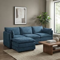 كنبة زاوية مودرن قماش عملية أزرق