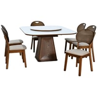 طاولة طعام رخام صناعي دوارة قابلة للتمدد 6 كراسي