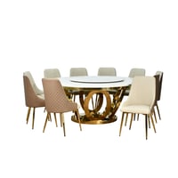 طاولة طعام فاخرة سطح رخام دوار 10 كراسي كافيه