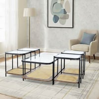 طقم طاولات خدمة 5 قطع 2 دور سطح زجاجي