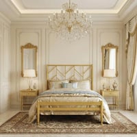 هيكل سرير معدني ذهبي 90×190 سم