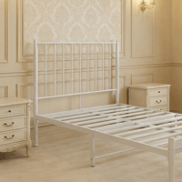 هيكل سرير معدني أبيض 90×190 سم