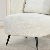 كرسي مفرد فخم مودرن قماش بظهر جلد بيج