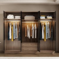 دولاب ملابس 6 باب زجاج مع إضاءة