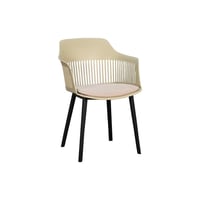 كرسي مودرن بلاستيك مع تنجيد قماش كاكي