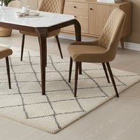 طاولة طعام رخام بأرجل معدنية 4 كراسي بيج