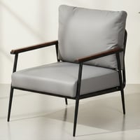 كرسي مفرد جلد بهيكل معدني تصميم عصري رمادي