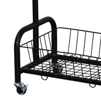 عربة تقديم سطح خشبي مع رف تخزين معدني