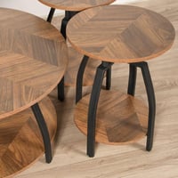 طقم طاولات خدمة 5 قطع من المعدن والخشب