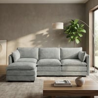 كنبة زاوية مودرن قماش عملية رمادي