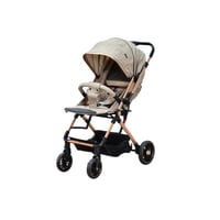 عربة أطفال قابلة للطي قماش بهيكل معدني كافيه