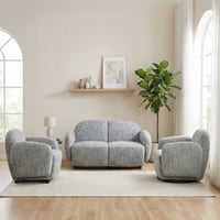 طقم كنب 2 مقعد فاخر مع كرسيين دوار وثابت رمادي