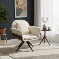 كرسي مفرد مودرن قماشي بقاعدة معدنية