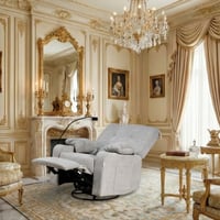 كرسي استرخاء فخم هزاز دوار بحامل جوال رمادي فاتح