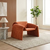 كرسي مفرد مودرن قماشي بهيكل خشبي برتقالي