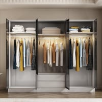 دولاب ملابس 6 باب زجاج مع إضاءة