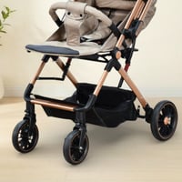 عربة أطفال قابلة للطي قماش بهيكل معدني كافيه
