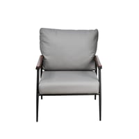 كرسي مفرد جلد بهيكل معدني تصميم عصري رمادي