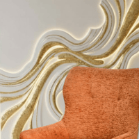 كرسي مفرد قماشي بقاعدة معدنية برتقالي