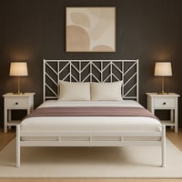 هيكل سرير معدني أبيض 200×140 سم