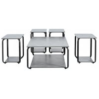 طقم طاولات خدمة 5 قطع 2 دور خشبي