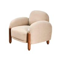 كرسي مفرد فخم قماش بهيكل خشبي مودرن كاكي