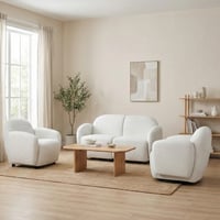 طقم كنب 2 مقعد فاخر مع كرسيين دوار وثابت أوف وايت