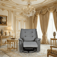 كرسي استرخاء فخم هزار دوار جلد بتصميم عصري رمادي