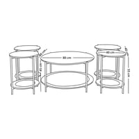 طقم طاولات خدمة 5 قطع من الخشب والرتان