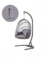 مرجيحة تصفيط معلّقة رمادية بهيكل معدني ووسادة مريح...