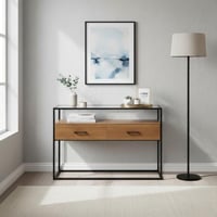 مدخل أستقبال سطح زجاجي بهيكل معدني بني