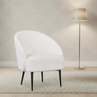كرسي فردي مودرن مبطن بتنجيد بوكل – لون أبيض