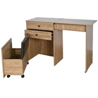 طاولة زينة مودرن خشبية مع مرآة ومقعد متحرك