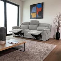 كنبة استرخاء قماش 3 مقاعد قابلة للإمالة رمادي